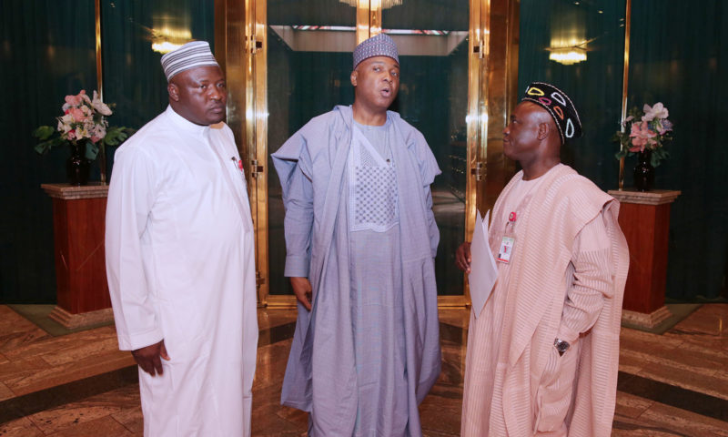 PRESIDENT OF THE SENATE DR BUKOLA SARAKI MEETS PRESIDENT BUHARI