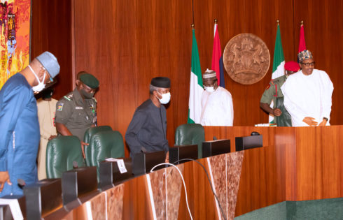 PRESIDENT BUHARI IN A VIRTUAL MEETING WITH ECONOMIC ADVISORY COUNCIL MEMBERS. JUNE 30 2020