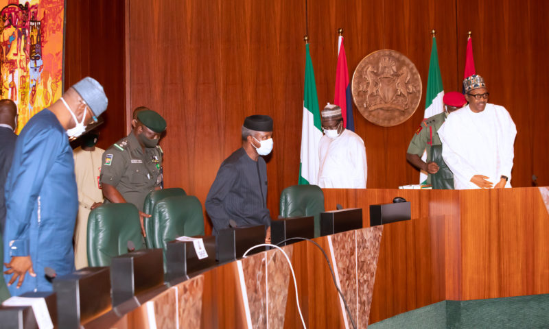 PRESIDENT BUHARI IN A VIRTUAL MEETING WITH ECONOMIC ADVISORY COUNCIL MEMBERS. JUNE 30 2020