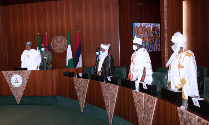 PRESIDENT BUHARI IN AN AUDIENCE WITH SELECTED TRADITIONAL RULERS LED BY SULTAN OF SOKOTO