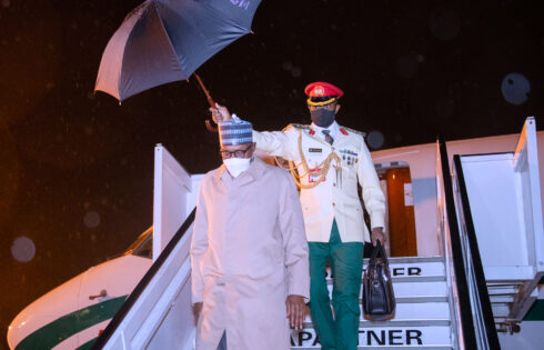 PRESIDENT BUHARI ARRIVES BRUSSELS, BELGIUM AHEAd OF THE EU-AFRICAN UNION SUMMIT. FEB 15TH 2022
