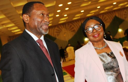 QUARTERLY BUSINESS, 8.9.   L-R, Minister of Budget and National Planning Sen Udoma Udo Udoma and Acting Director General, Securities and Exchange Commission, Ms Mary Uduk during the Presidential Quarterly Business Forum in Abuja yesterday